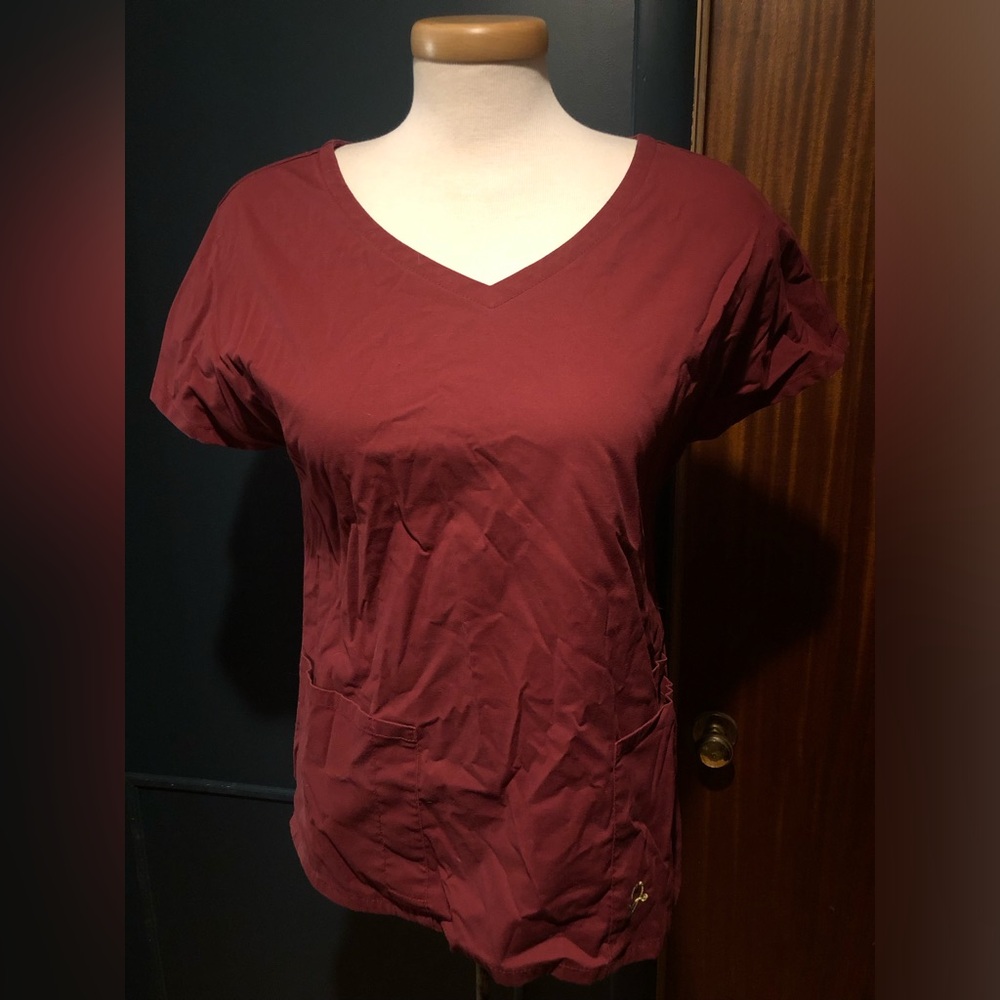 V-Neck Burgundy Scrub Top